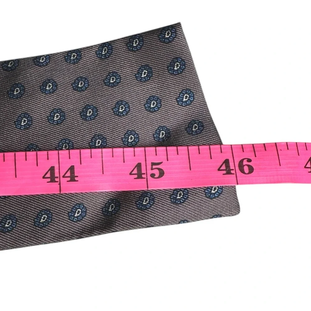 Bancroft Ltd‎ New York Mens Silk Tie Grey Blue Micro Paisley Medallion Vintage